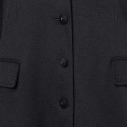 Yves Saint Laurent Vintage Black Cashmere Long Faux Cape Patterned Jacket M