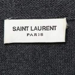 Pre Owned Saint Laurent Paris Grey Lightening Bolt Pattern Knit Hooded Sweater S
