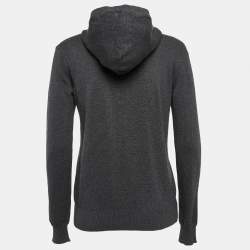 Pre Owned Saint Laurent Paris Grey Lightening Bolt Pattern Knit Hooded Sweater S