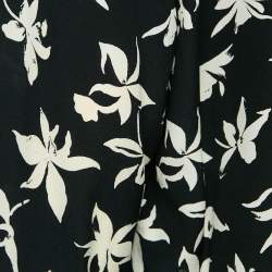 Pre Owned Saint Laurent Black Floral Print Silk Buttoned Shirt M