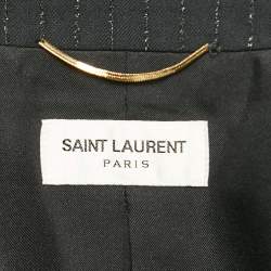Pre Owned Saint Laurent Paris Black Stripe Wool Double Breasted Blazer M