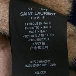 Pre Owned Saint Laurent Paris Olive Green Cotton and Mink Fur Hooded Parka Coat M