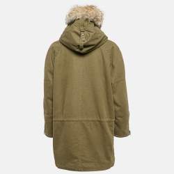 Pre Owned Saint Laurent Paris Olive Green Cotton and Mink Fur Hooded Parka Coat M