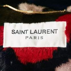 Pre Owned Saint Laurent Paris Olive Green Cotton and Mink Fur Hooded Parka Coat M