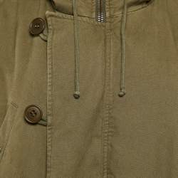 Pre Owned Saint Laurent Paris Olive Green Cotton and Mink Fur Hooded Parka Coat M
