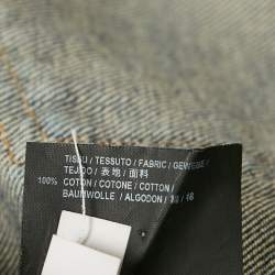 Pre Owned Saint Laurent Blue Denim Logo Embroidered Shorts M Waist 29"