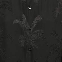 Saint Laurent Paris Black Jacquard Silk Button Front Shirt M
