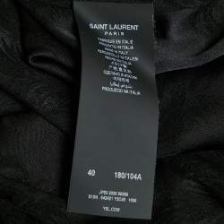 Saint Laurent Paris Black Jacquard Silk Button Front Shirt M