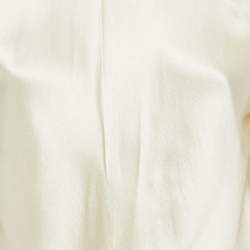 Pre Owned Saint Laurent Paris Cream Satin Silk Draped Neck Top S