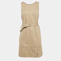 Saint Laurent Paris Edition 24 Brown Gabardine Raw Finish Lace-Up Dress S