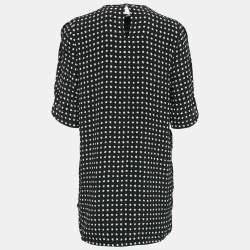 Pre Owned Saint Laurent Black Star Print Silk Mini Dress M