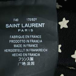 Pre Owned Saint Laurent Black Star Print Silk Mini Dress M