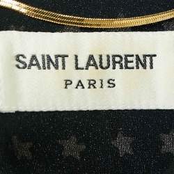 Pre Owned Saint Laurent Black Star Print Silk Mini Dress M