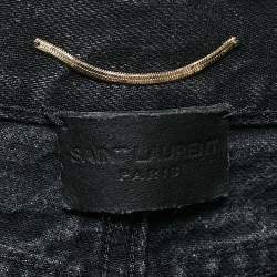 Saint Laurent Black Denim Raw Edge Mini Skirt M