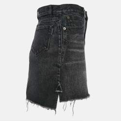 Saint Laurent Black Denim Raw Edge Mini Skirt M