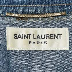 Pre Owned قميص سان لوران باريس دنيم أزرق أكمام كاملة كبير