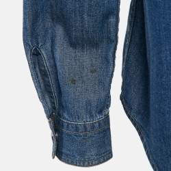 Pre Owned قميص سان لوران باريس دنيم أزرق أكمام كاملة كبير