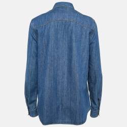 Pre Owned قميص سان لوران باريس دنيم أزرق أكمام كاملة كبير