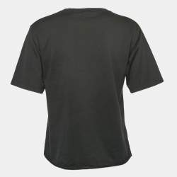 Saint Laurent Black Cotton Logo Print T-Shirt M