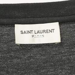 Saint Laurent Black Cotton Logo Print T-Shirt M