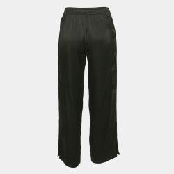 Pre Owned Saint Laurent Black Logo Embroidery Satin Contrast Trimmed Joggers S