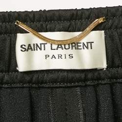 Pre Owned Saint Laurent Black Logo Embroidery Satin Contrast Trimmed Joggers S