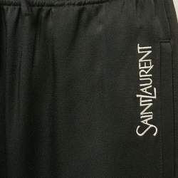 Pre Owned Saint Laurent Black Logo Embroidery Satin Contrast Trimmed Joggers S