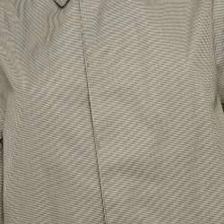 Saint Laurent Grey Micro Houndstooth Cotton Mid-Length Coat XL