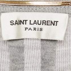 Pre Owned Saint Laurent Grey Melange Silk Knit T-Shirt L
