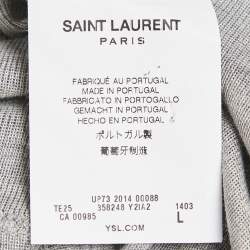 Pre Owned Saint Laurent Grey Melange Silk Knit T-Shirt L