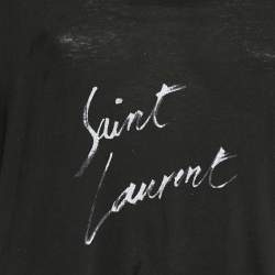 Saint Laurent Black Logo Print Cotton Jersey T-Shirt L