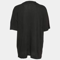 Saint Laurent Black Logo Print Cotton Jersey T-Shirt L