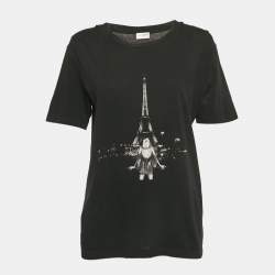 Saint Laurent Paris Black Eiffel Tower Print Jersey T-Shirt XS