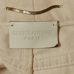 Pre Owned Saint Laurent Paris Cream Denim Mini Skirt S