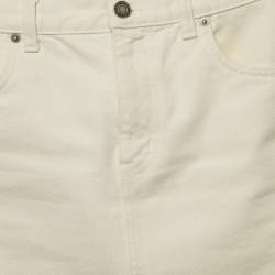 Pre Owned Saint Laurent Paris Cream Denim Mini Skirt S