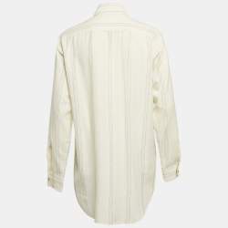 Saint Laurent Paris Cream Stripe Lurex and Cotton Blend Shirt XS