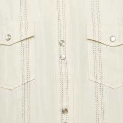 Saint Laurent Paris Cream Stripe Lurex and Cotton Blend Shirt XS