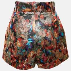 Pre Owned Saint Laurent Paris Multicolor Floral Brocade Pleated Shorts S