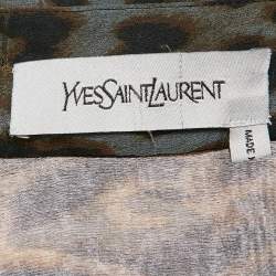 Saint Laurent Brown Leopard Print Silk Sheer Shirt M