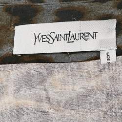 Saint Laurent Brown Leopard Print Silk Sheer Shirt M