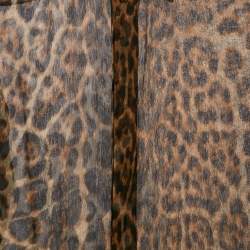 Saint Laurent Brown Leopard Print Silk Sheer Shirt M