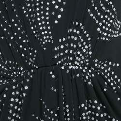 Saint Laurent Black/Silver Glitter Print Jersey Pleated Midi Dress M