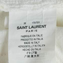 Saint Laurent White Denim Distressed Hem Mini Skirt M