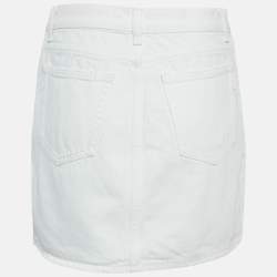 Saint Laurent White Denim Distressed Hem Mini Skirt M