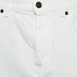 Saint Laurent White Denim Distressed Hem Mini Skirt M