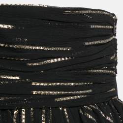 Saint Laurent Paris Black Lurex Silk Draped One-Shoulder Mini Dress M
