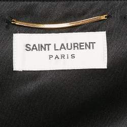 Saint Laurent Paris Black Lurex Silk Draped One-Shoulder Mini Dress M