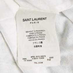 Saint Laurent Paris Blue Floral Print Pleated Button Front Mini Dress L