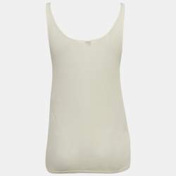 Pre Owned Saint Laurent Cream Modal and Cotton Rib Knit Tank Top XS