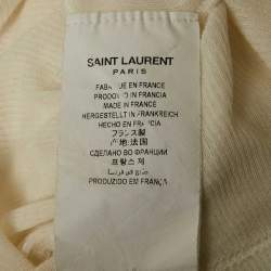 Pre Owned Saint Laurent Cream Modal and Cotton Rib Knit Tank Top XS